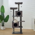 thumbnail image 1 of Catry Contemporary Cat Tree 67" Large Activity Cat Tower with Scratching Posts, 2 Condos, Removeable Top Beds, Grey, 1 of 8