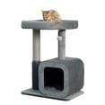 thumbnail image 1 of Catry Modern Medium Cat Tree with Large Base Condo, Top Bed, Scratching Post, Self Grooming Brush, 1 of 8