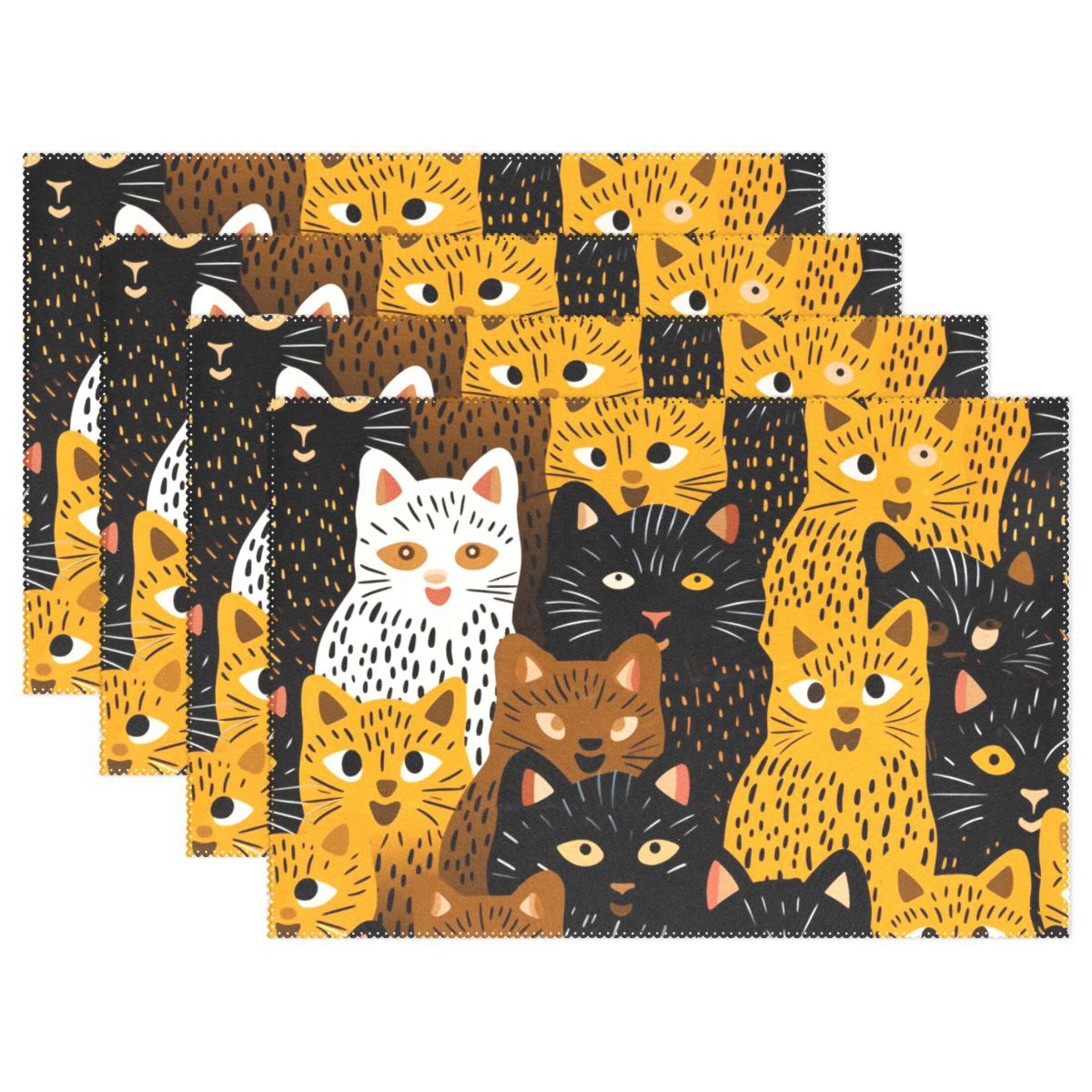 Cats 12×18 inch Placemats Heat Resistant Washable Foldable Rectangular