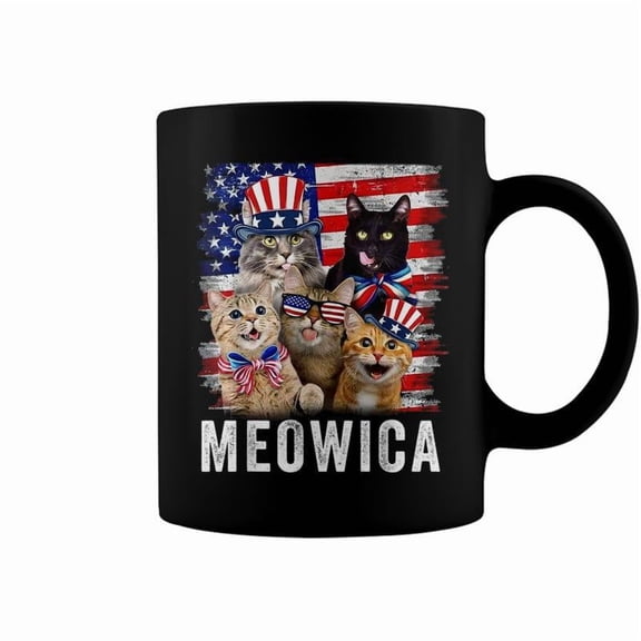 Cats 4Th Of July Meowica Merica Cat Usa American Flag Coffee Mugs