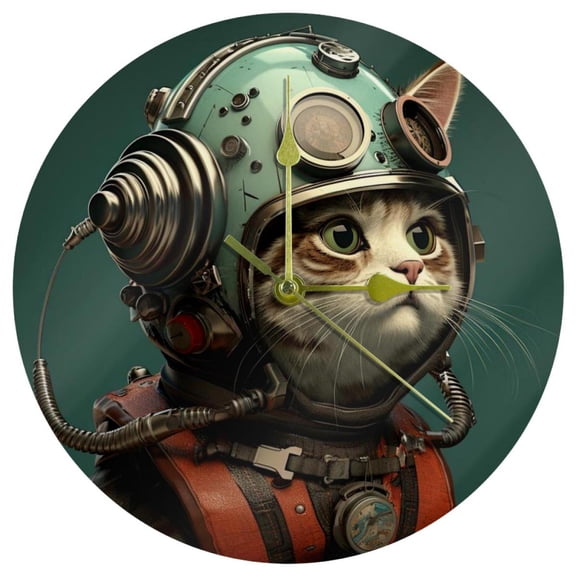 Cats 9.8-Inch Round Acrylic Wall Clock, Silent Non-Ticking Battery Powered Clock for Kitchen, Bedroom, Living Room, Office - Wall Clocks