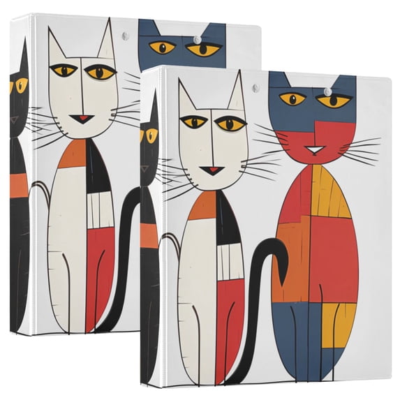 Cats Abstract 3 Ring Binders 1.5 inch Hardcover File Folders with Interior Pockets A4 Size Organizer for School Office Hospital