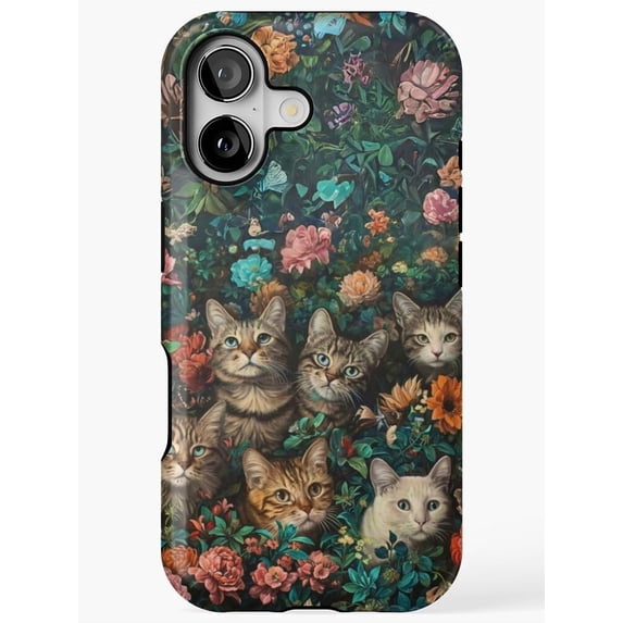 Cats Among Roses and Garden Flowers Tough Phone Case for Apple iPhone ...