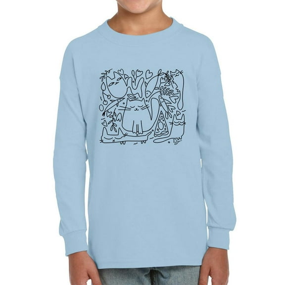 Cats And Doodle Pattern Long Sleeve Toddler -Image by Shutterstock,  4 Toddler