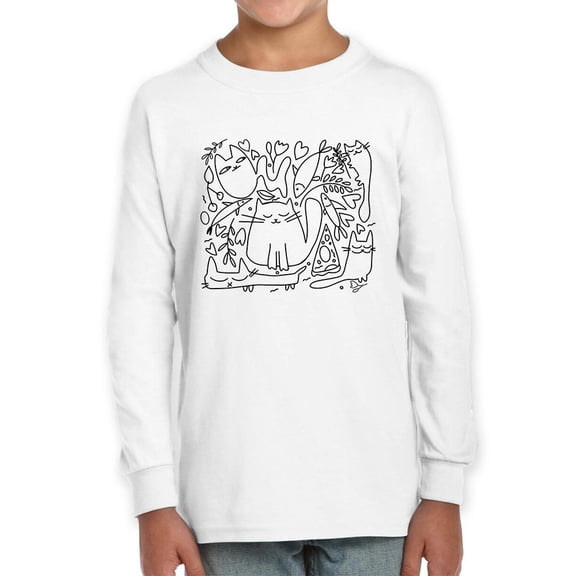 Cats And Doodle Pattern Long Sleeve Toddler -Image by Shutterstock,  5 Toddler