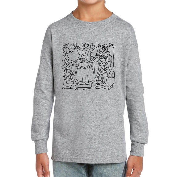 Cats And Doodle Pattern Long Sleeve Toddler -Image by Shutterstock, 5 Toddler