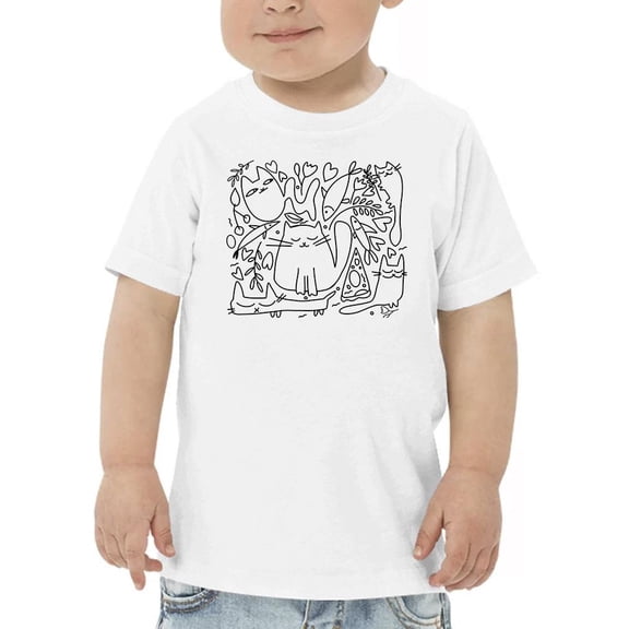 Cats And Doodle Pattern T-Shirt Toddler -Image by Shutterstock, 2 Toddler