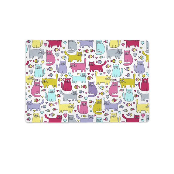 Cats And Fish Pattern Mat Rectangle -Image by Shutterstock,