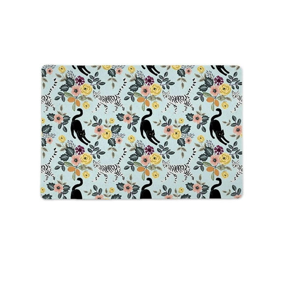Cats And Flowers Pattern Mat Rectangle  -Image by Shutterstock,