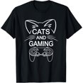 thumbnail image 1 of Cats And Gaming Funny Cat Lover Gaming Gift Gamer T-Shirt, 1 of 4