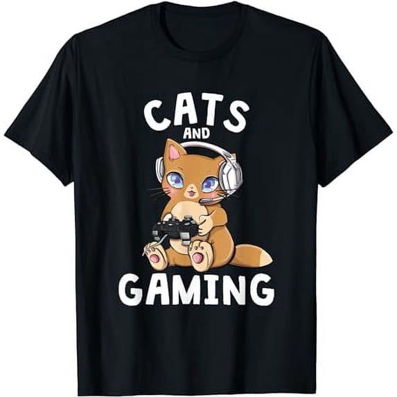 Cats And Gaming Lover Funny Cat Gamer T-Shirt