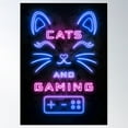 thumbnail image 1 of Cats And Gaming Poster Wall Art, Modern Wall Decor For Living Room Bedroom, 16x24 UNFRAMED, 1 of 2