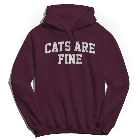 Cats Are Fine Graphic Maroon Men's Cotton Pullover Hoodie