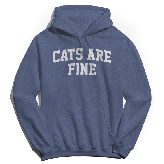 Cats Are Fine Graphic Navy Heather Men's Cotton Pullover Hoodie