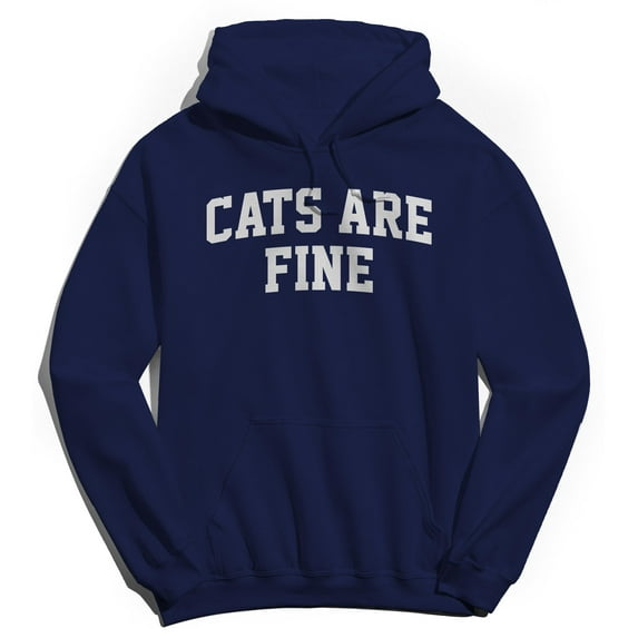 Cats Are Fine Graphic Navy Men's Cotton Pullover Hoodie