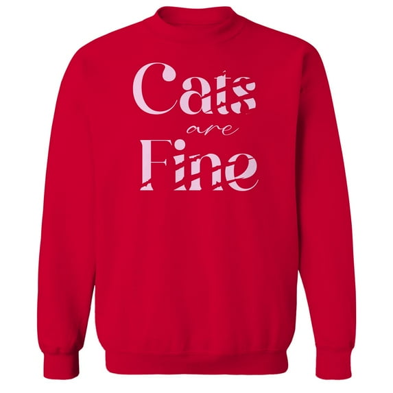 Cats Are Fine Humor Graphic Red Men's Crewneck Sweatshirt