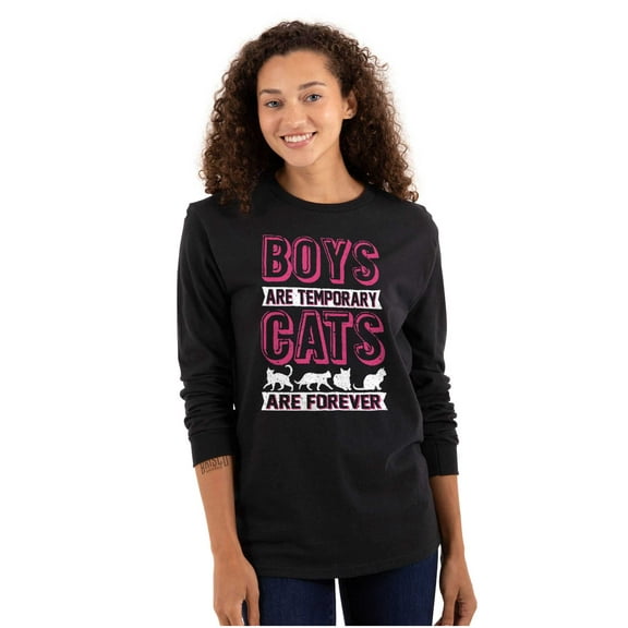 Cats Are Forever Single Girl Humor Women's Long Sleeve T Shirt Brisco Brands S