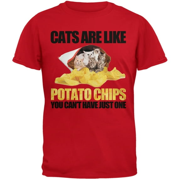 Cats Are Like Potato Chips Red T-Shirt - Large