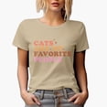 thumbnail image 1 of Cats Are My Favorite People, Cat Lover Merch Gift, Tan T-Shirt, Small, 1 of 5