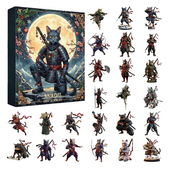 Cats Arts 2D Acrylic Advent Calendar | Cat Figures | Anime Style Advent Calendar | Collectible For Children & Adults | Unique Desk & Seasonal Clearance