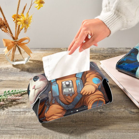 Cats Astronauts Cave Planet Napkin Dispenser Leather Paper Napkins Holders Elegant Modern Fancy for Kitchen Dining Room Table Decor