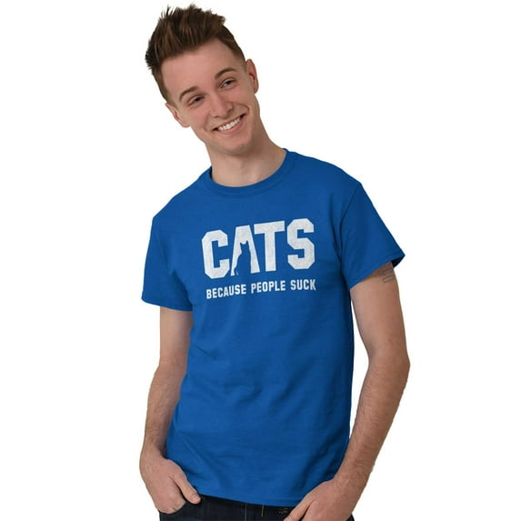 Cats Because People Suck Funny Cool Men's Graphic T Shirt Tees Brisco Brands X