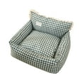 thumbnail image 1 of Cats Bed Cute Soft Plaid Pet Sleeping Bed 18.5x16.54in & 20.47x18.5in Washable Warm Portable Cat Bed for Small Medium Pets Green, 1 of 4