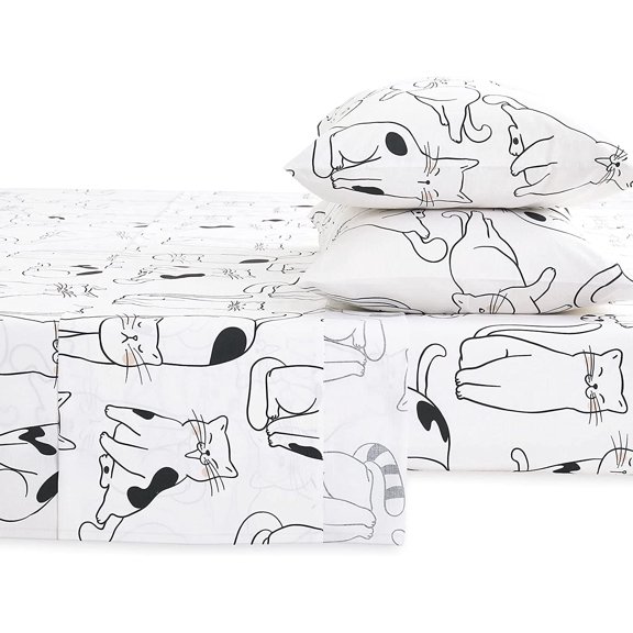 Cats Bed Sheets Size Set Deep Pocket Soft Cozy Animal Print