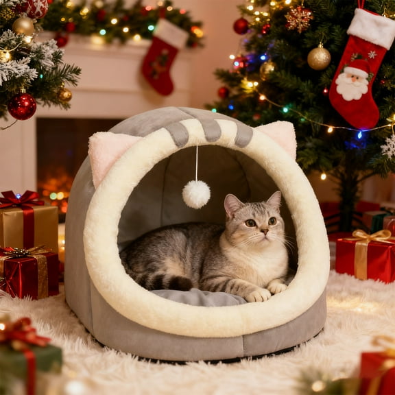 Cats Bed Winter Warm Cats Sleeping Bag Semi Enclosed Sense Of Security Cats Bed Pet Houses Dog Bed Suitable For Winter