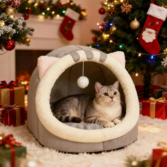 Cats Bed Winter Warm Cats Sleeping Bag Semi Enclosed Sense Of Security Cats Bed Pet Houses Dog Bed Suitable For Winter