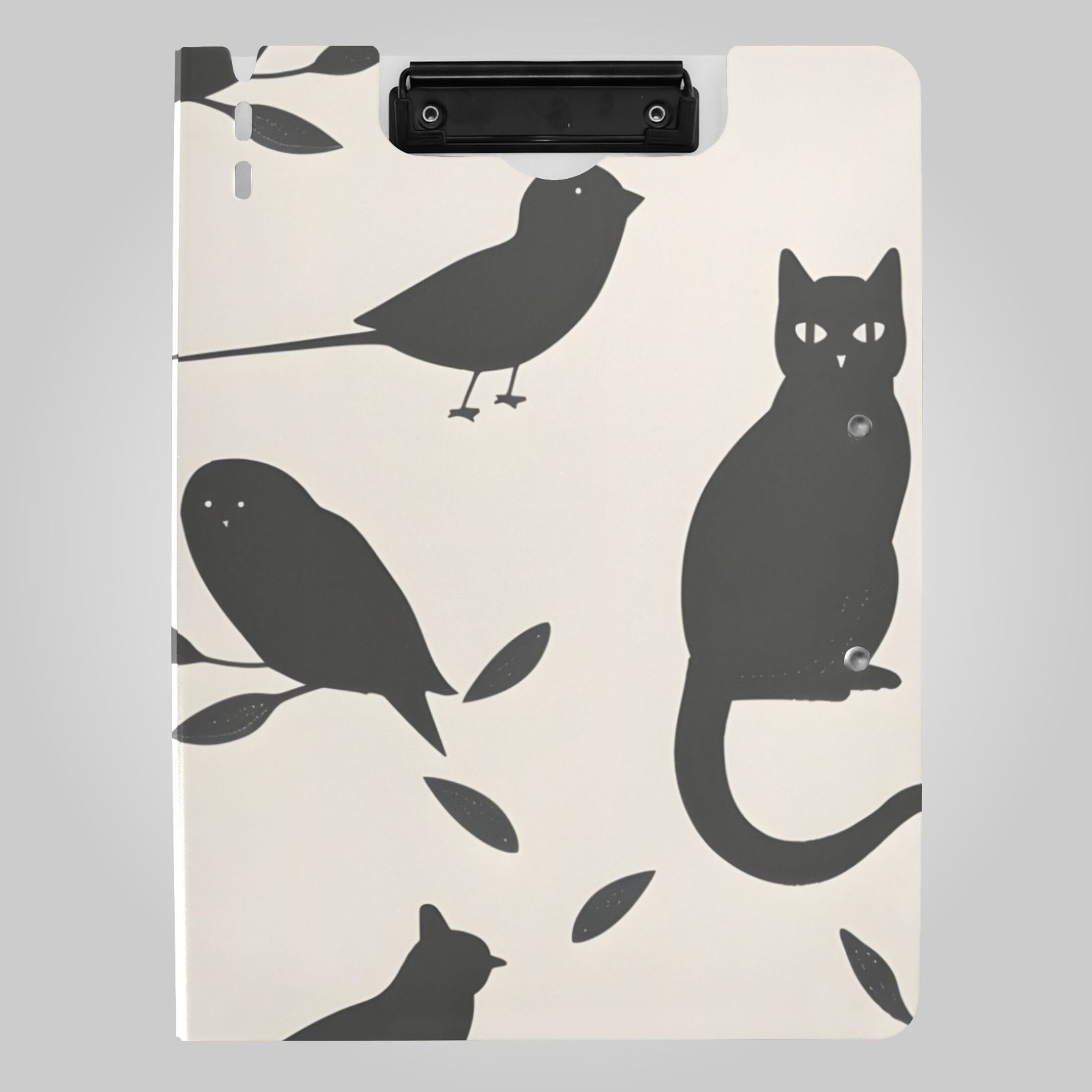 Cat File Floder Computer Cats Birds and Leaves Foldable Binder Folder Clipboard with Pen Slot ...