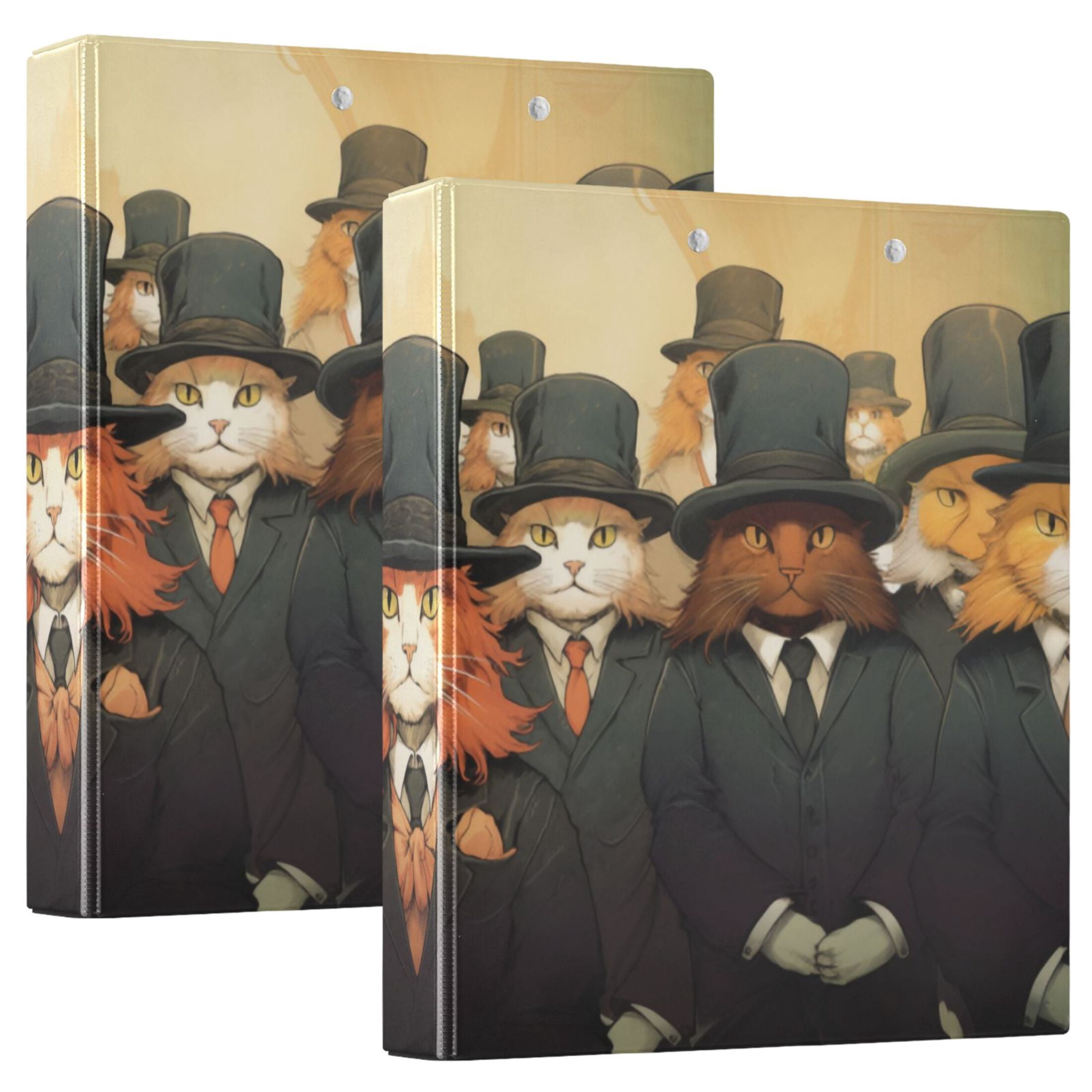 Suits File Folder Cats Black Suits 3 Ring Binders 1.5 inch Hardcover File Folders with ...