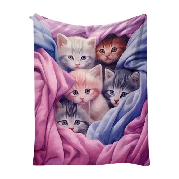 Cats Blanket Animals Pet Print Throw Blanket Cat Gifts for Cat Lovers Soft Flannel Throw Blankets Lightweight Fluffy Plush Fuzzy Bed Blankets for Couch, Gift for Dog and Cat Owners