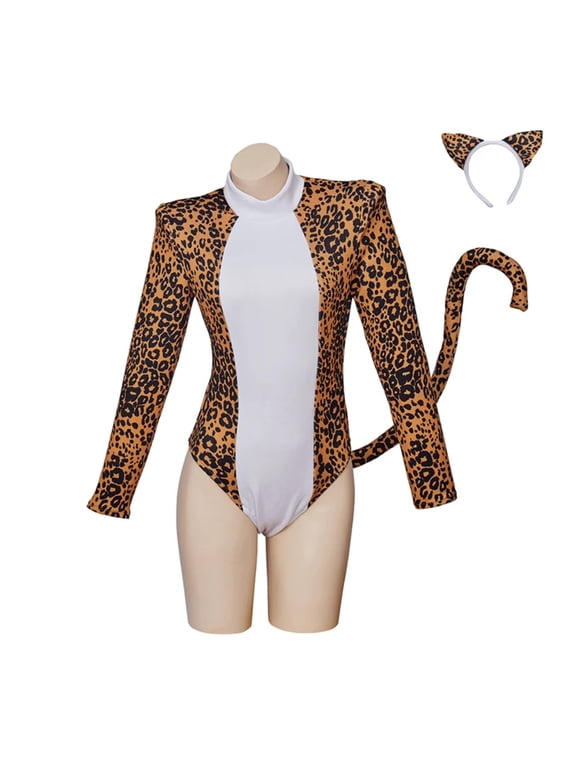 Cats Bodysuit Costume Sexy Leopard Print Jumpsuit