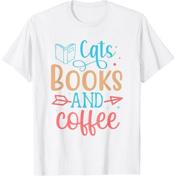Cats Books and Coffee T-ShirtCats Books and Coffee Outfit100% cotton