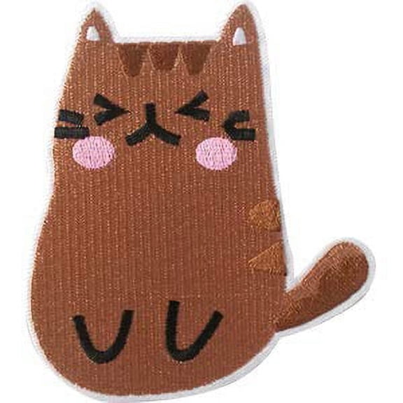 Cats Brown Kitty - Sew Iron on, Embroidered Original Artwork - Patch - 2.8" X 3.25"