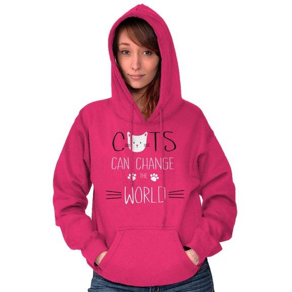 Cats Can Change the World Adorable Hoodie Sweatshirt Women Brisco Brands S