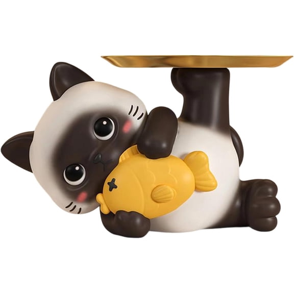 Cats Candy Dish Figurine, Resin Storage Tray For Keys And Small Items, Compact Entryway Or Table Catchall, Durable Wear-Resistant Material, Decorative Home Accent, Streamlined Organization