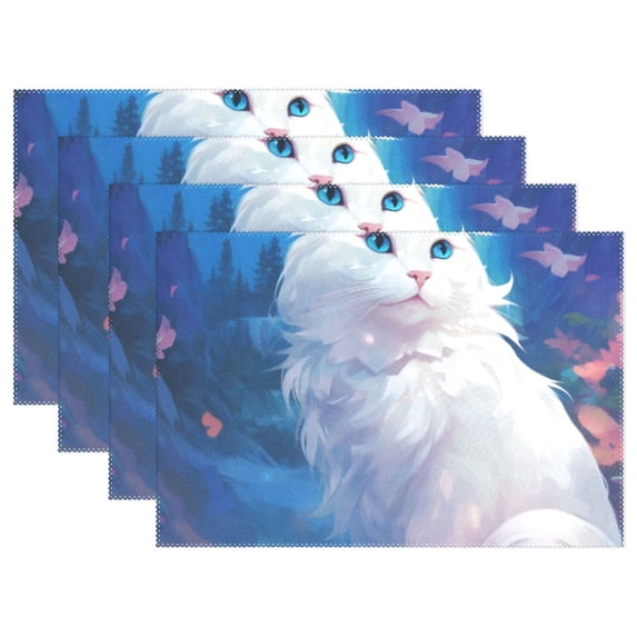 Cats Castle 12×18 inch Placemats Heat Resistant Washable Foldable Rectangular Placemats Set Decoration Indoor Outdoor for Kitchen Dining Table 6PCs