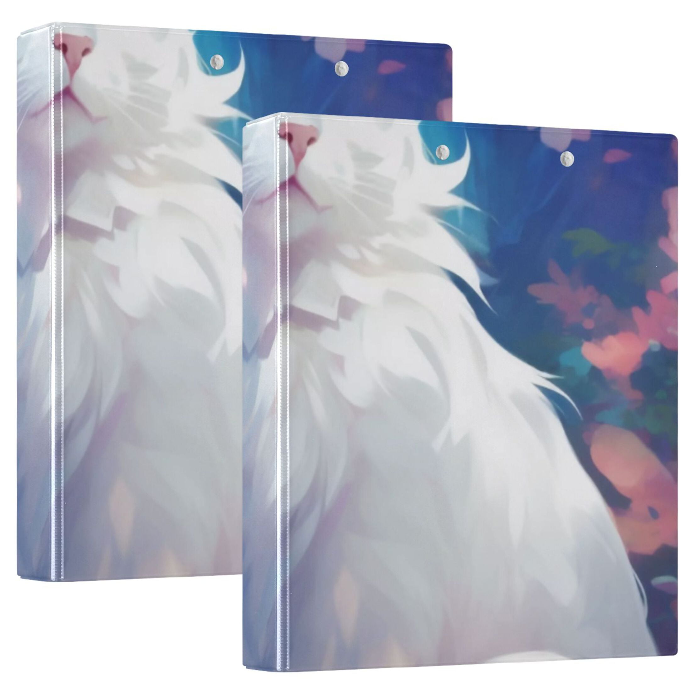 Cats Castle 3 Ring Binders 1.5 inch Hardcover File Folders with Interior Pockets A4 Size Organizer for School Office Hospital Set of 2