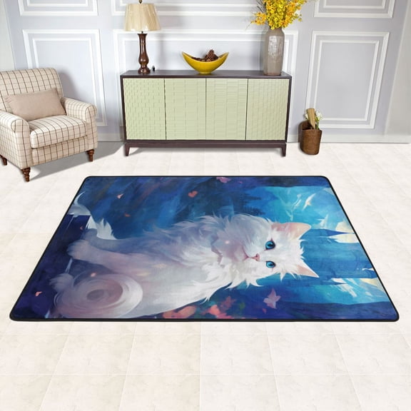 Cats Castle Area Rug Washable 72 x 48 Floor Carpet Mat Non Slip for Bedroom Living Room Kids Room Home Decor