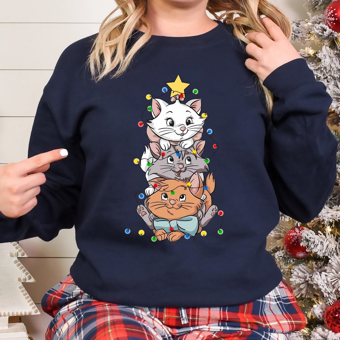 Cats Christmas Lightshirt, Christmas Tree Kitten Tee, Christmasquadhirt