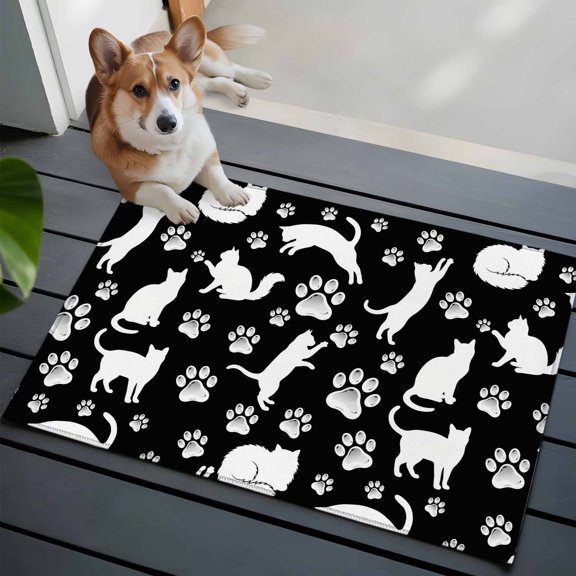 Cats Claws Front Door Rugs 2x3 ft Black Background Abstract Animal Modern Small Rug for Entryway Non Slip Washable Bathroom Door Mat Absorbent Floor Mat for Indoor Entrance