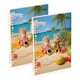 thumbnail image 1 of Cats Coconut Trees Sea Swimsuit Ring Binder Notebook Journey Note Diary College Ruled Spiral Notebook Study Loose Leaf Paper A5 60 Pages, 1 of 8