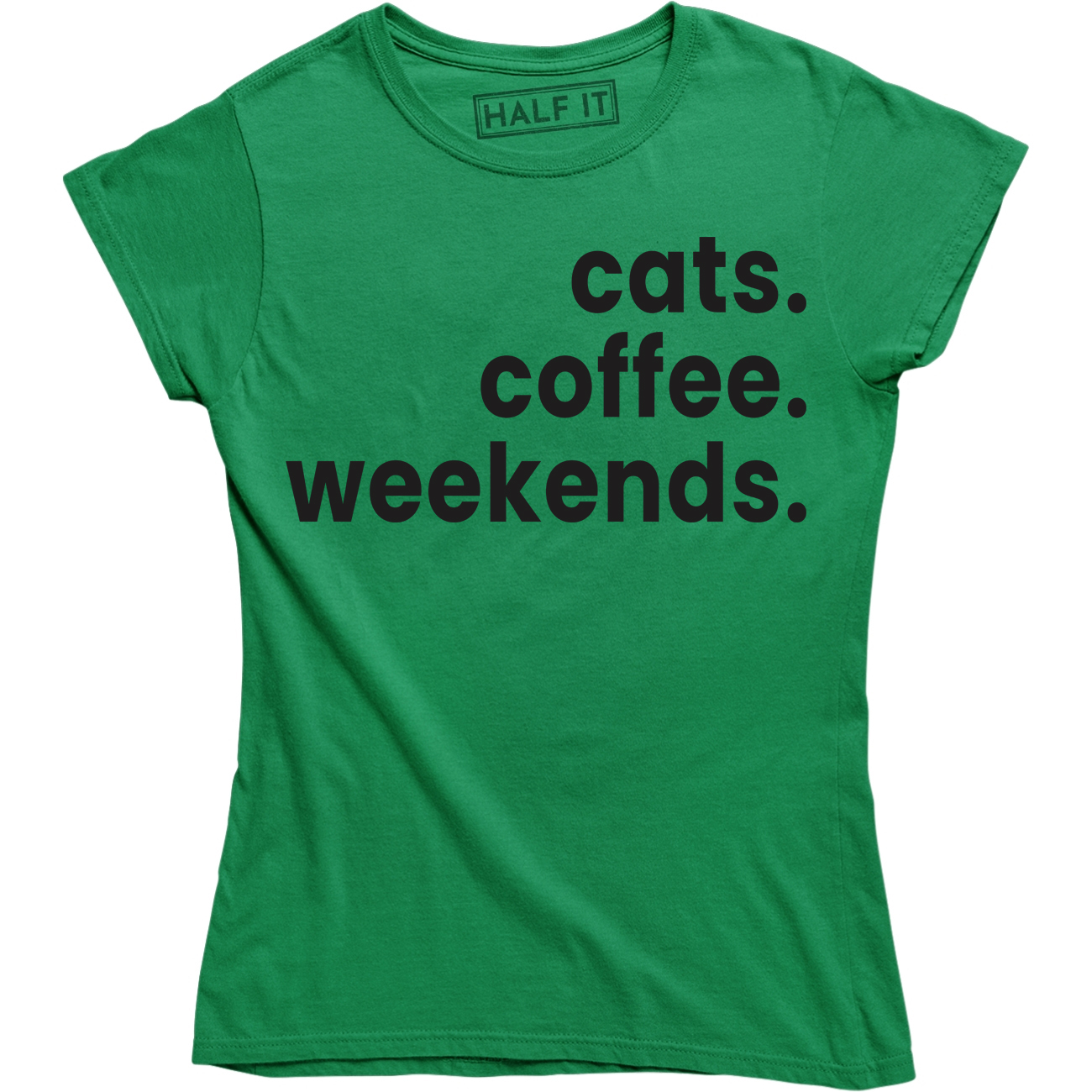 Cats Coffee Weekends - Funny Saying Cat Owner Weekend Lover Women's T-Shirt - image 1 of 4