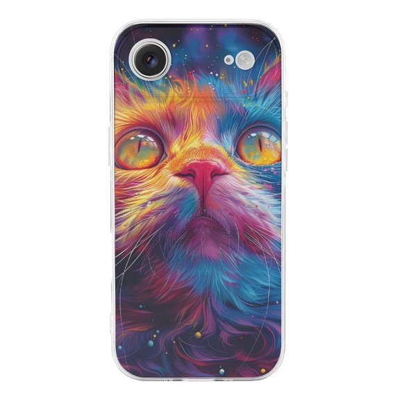 Cats Colorful Psychedelic Transparent TPU Case for iPhone 17 Air Slim Shockproof Protective Phone Cover