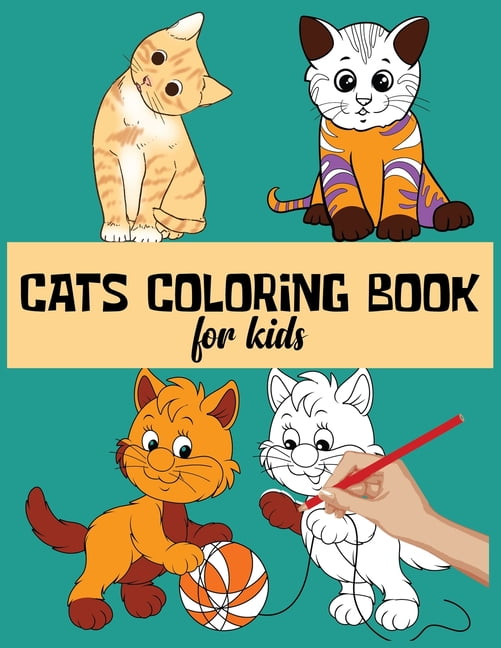 Cats Coloring Book For Kids Funny and Stress Relief Cats Designs To