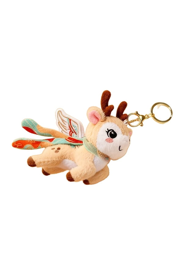 Cats/Deer Plush Keyring Soft Stuffed Keychain Accessory Bag Decoration for Everyday Use Children Birthday Gift