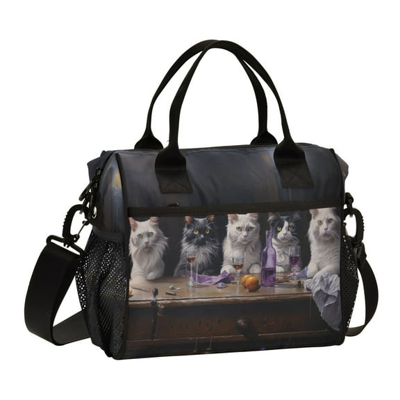 Cats Desk Drink Cooler Bag Lunch Bag Soft Cooler Cooling Tote Insulated Lunch Box for Adult Men Women