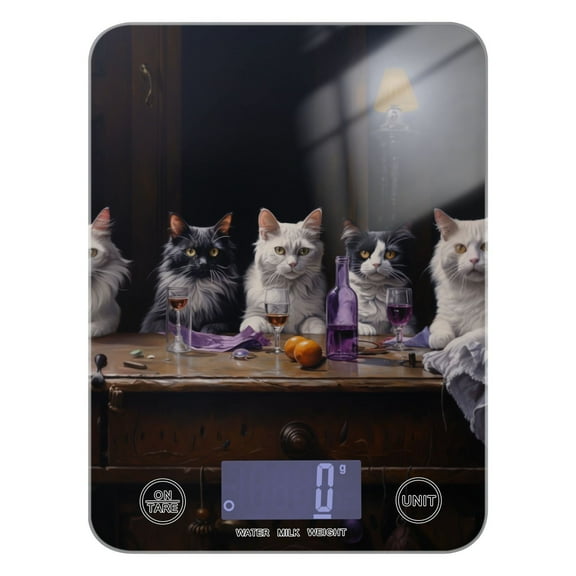 Cats Desk Drink Food Scale Digital Kitchen Scale Waterproof Tempered Glass Tare Function 11 lb for Baking Cooking Meal Prep